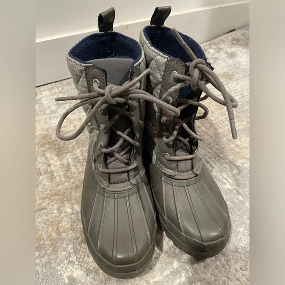 Sperry Saltwater Quilted Grey Silver Polka Dot Duck Boots STS92449 Womens Size 5 - Picture 5 of 9